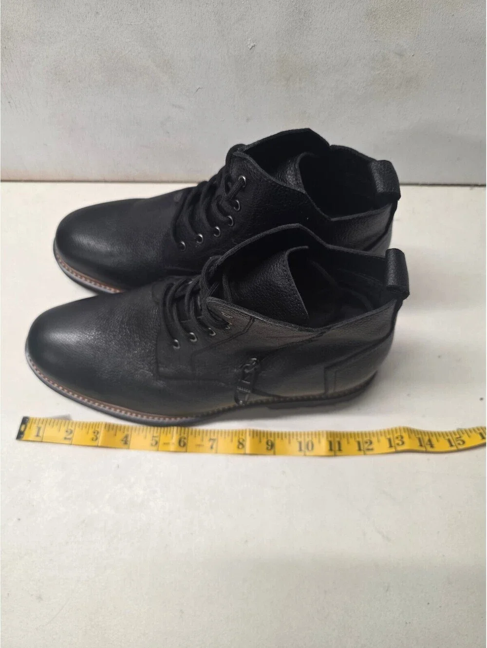 CALTO Y42071 Mens Size 10 Black Leather Elevator Boots 2.8” Height Increase